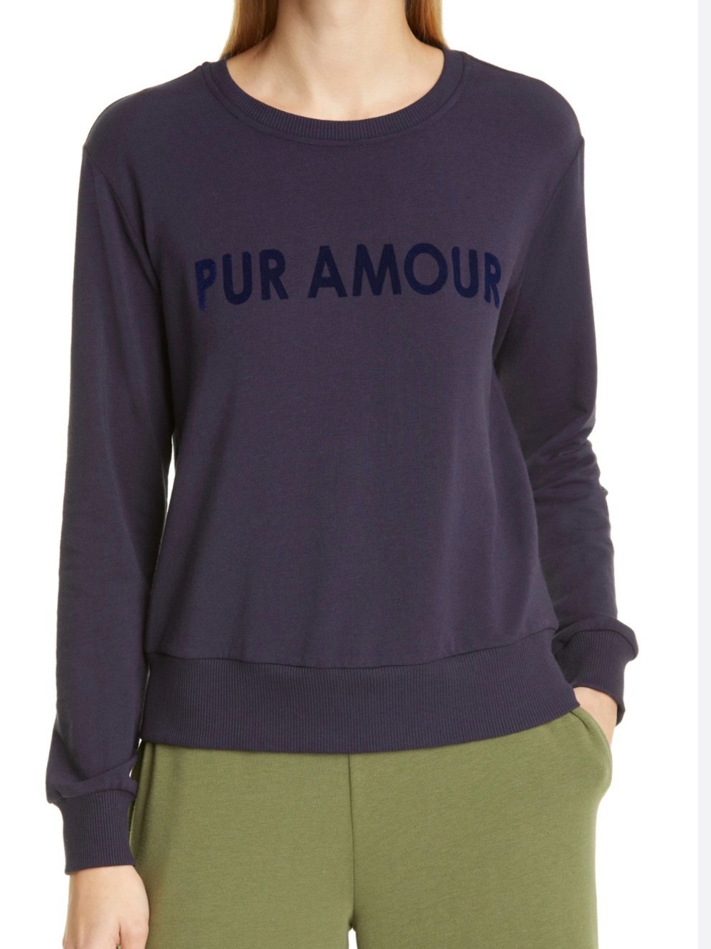 L'AGENCE Heidi Pur Amour Crewneck Sweatshirt Navy Blue Women XS